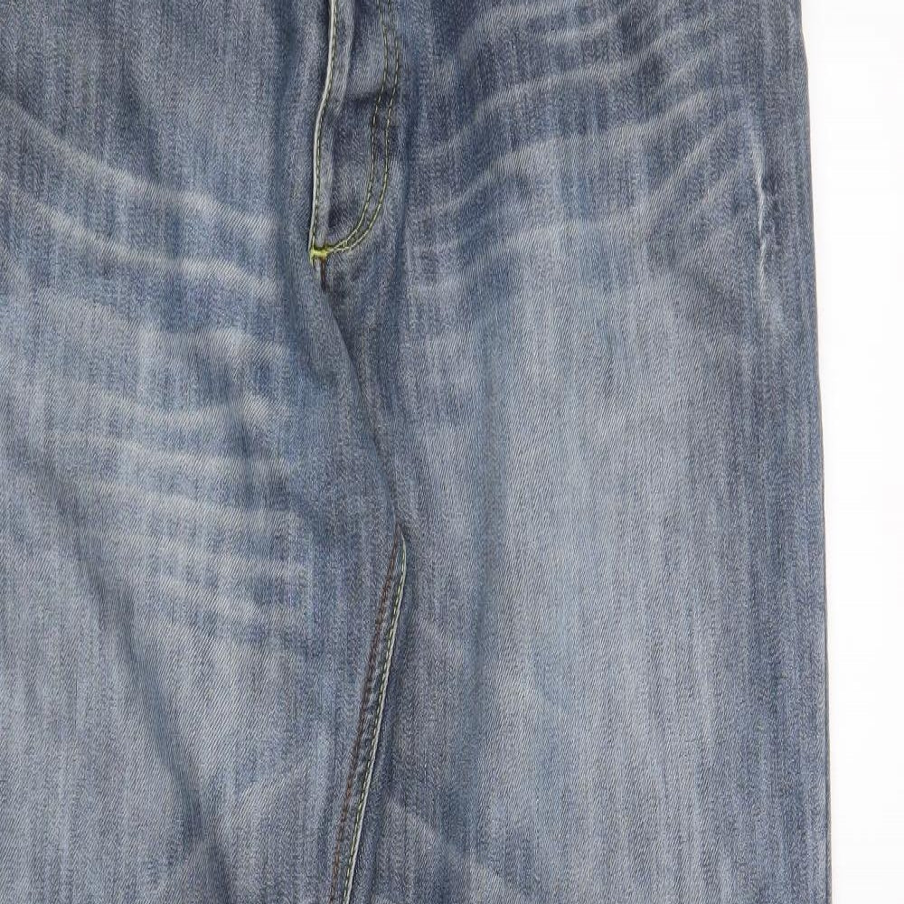 Smith & Jones Mens Blue Cotton Boyfriend Jeans Size 36 in L34 in Regular Button