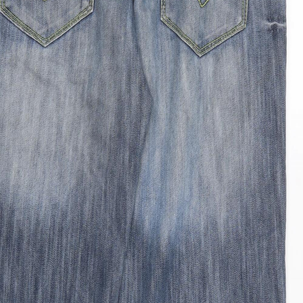Smith & Jones Mens Blue Cotton Boyfriend Jeans Size 36 in L34 in Regular Button