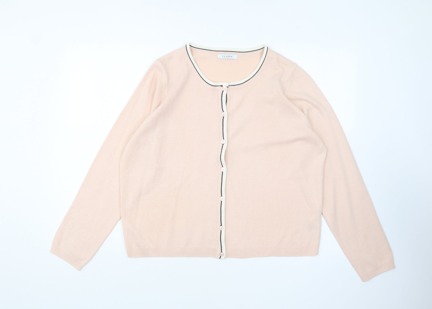 Marks and Spencer Womens Pink Round Neck Acrylic Cardigan Jumper Size 16