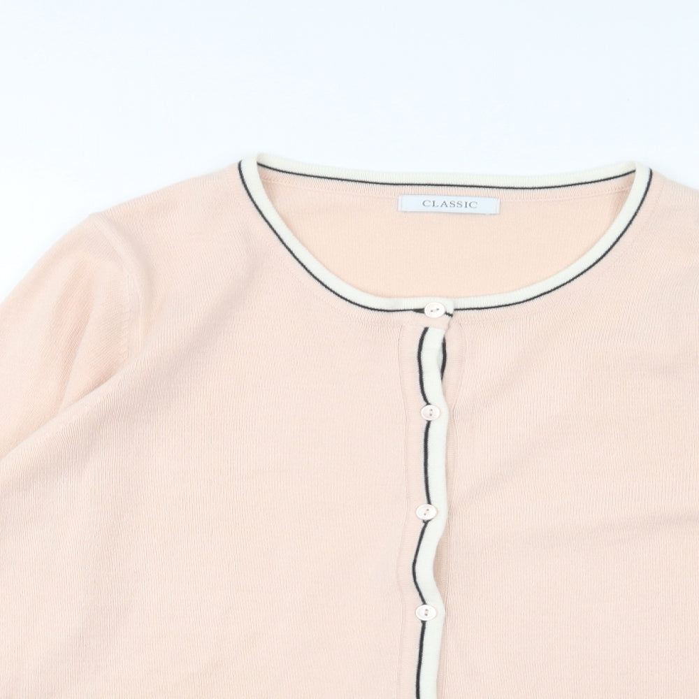 Marks and Spencer Womens Pink Round Neck Acrylic Cardigan Jumper Size 16
