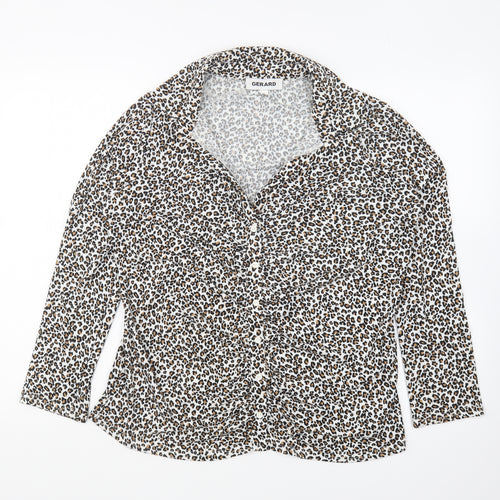 Gerard Womens Multicoloured Animal Print Polyester Basic Button-Up Size 16 Collared - Leopard Print