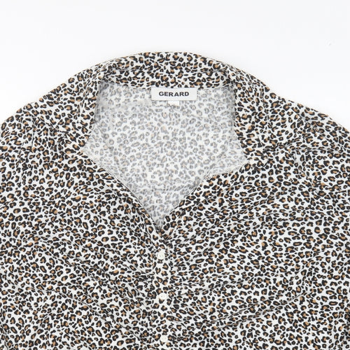 Gerard Womens Multicoloured Animal Print Polyester Basic Button-Up Size 16 Collared - Leopard Print