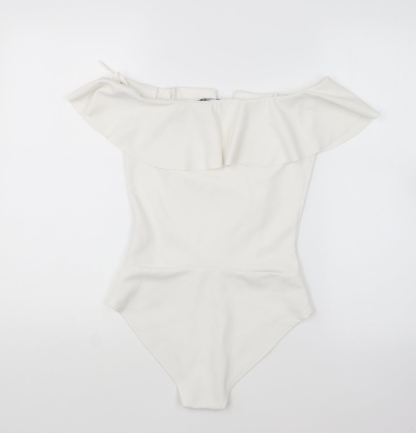 Quiz Womens Ivory Polyester Bodysuit One-Piece Size 8 Snap