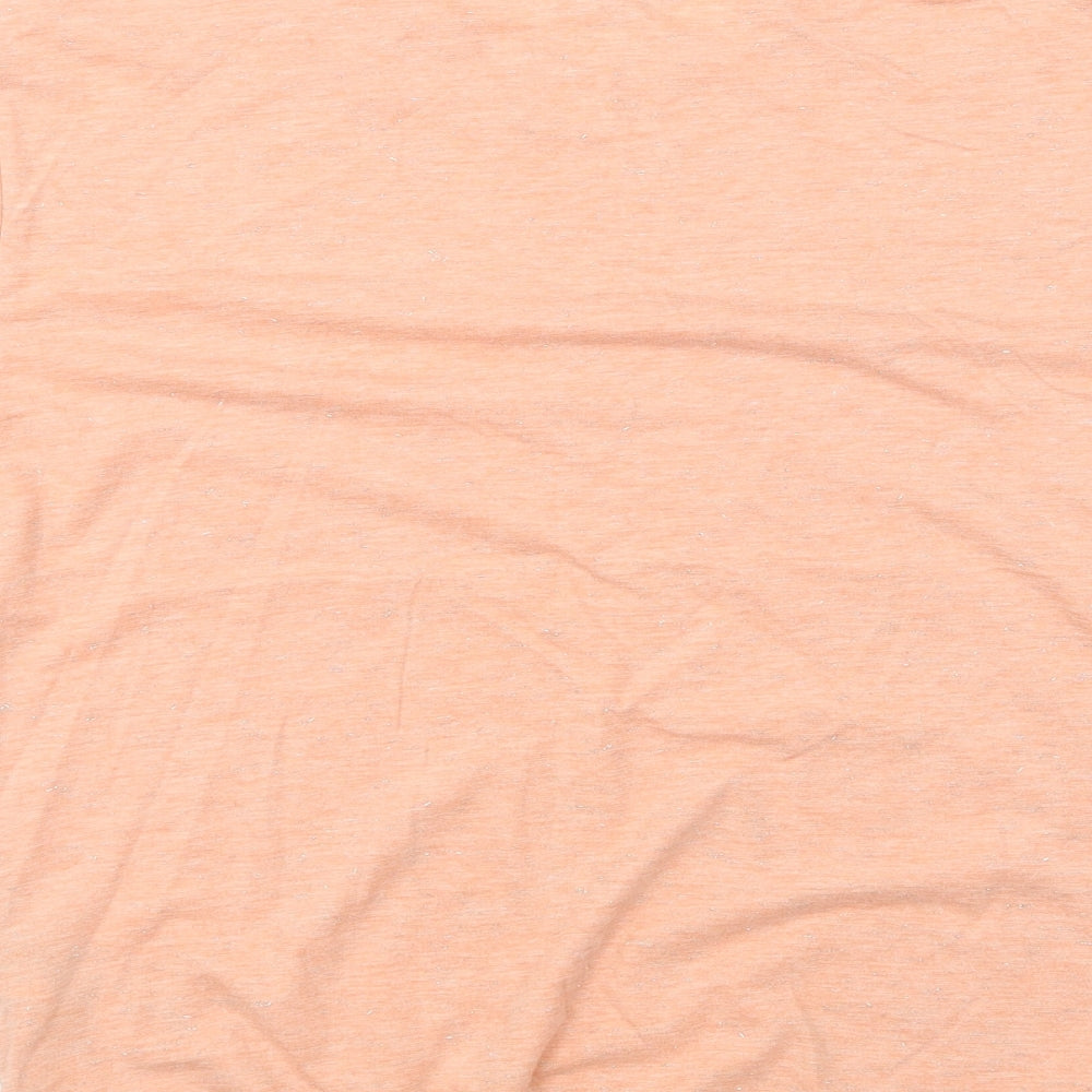 River Island Girls Orange Cotton Basic T-Shirt Size 11-12 Years Round Neck Pullover - Tie Front