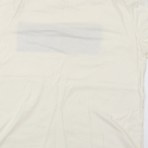 River Island Womens Ivory Cotton Basic T-Shirt Size 10 Round Neck - Luxe
