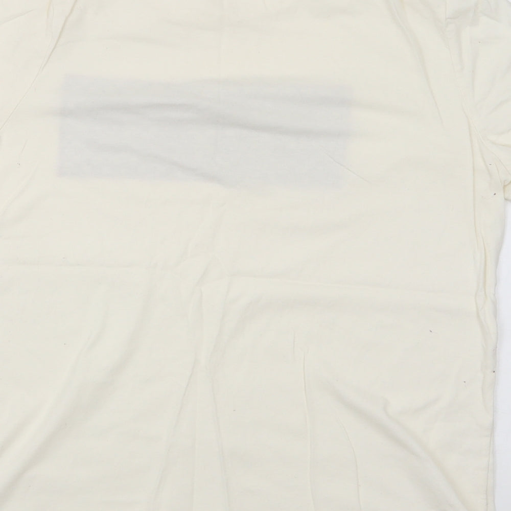 River Island Womens Ivory Cotton Basic T-Shirt Size 10 Round Neck - Luxe