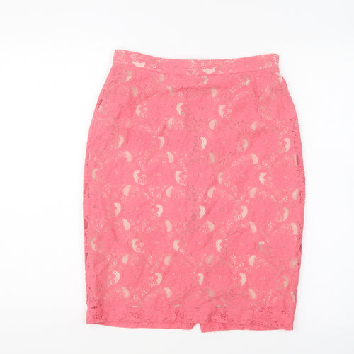 H&M Womens Pink Cotton Straight & Pencil Skirt Size 8 Zip
