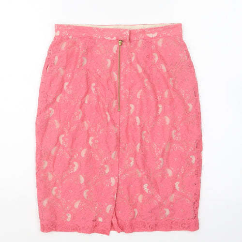 H&M Womens Pink Cotton Straight & Pencil Skirt Size 8 Zip