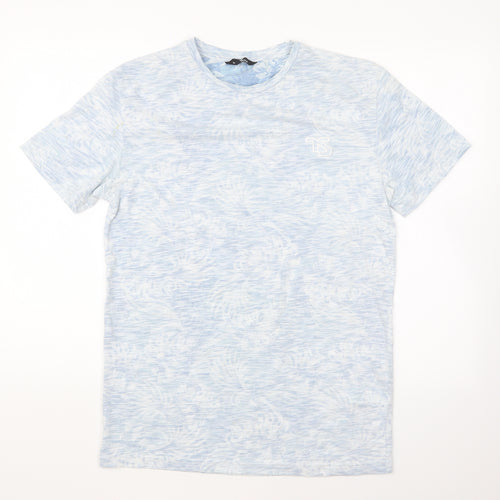Twisted Soul Mens Blue Geometric Cotton T-Shirt Size S Round Neck