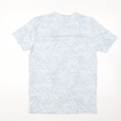 Twisted Soul Mens Blue Geometric Cotton T-Shirt Size S Round Neck