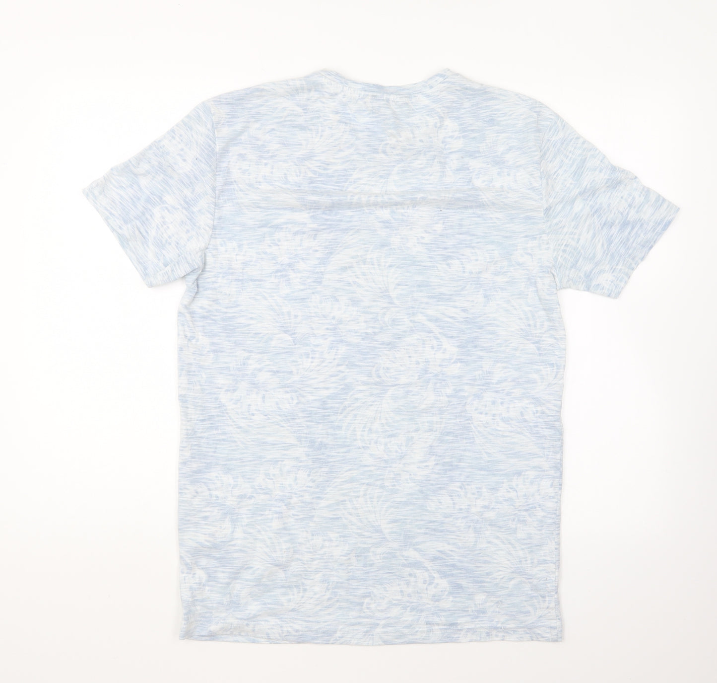 Twisted Soul Mens Blue Geometric Cotton T-Shirt Size S Round Neck