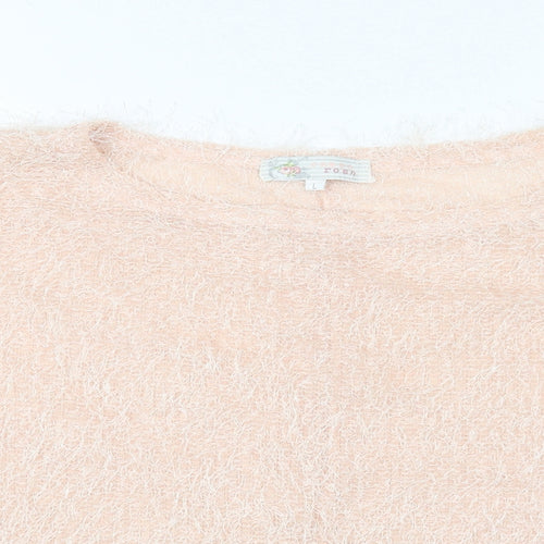 Cameo Rose Womens Pink Polyester Basic T-Shirt Size L Round Neck