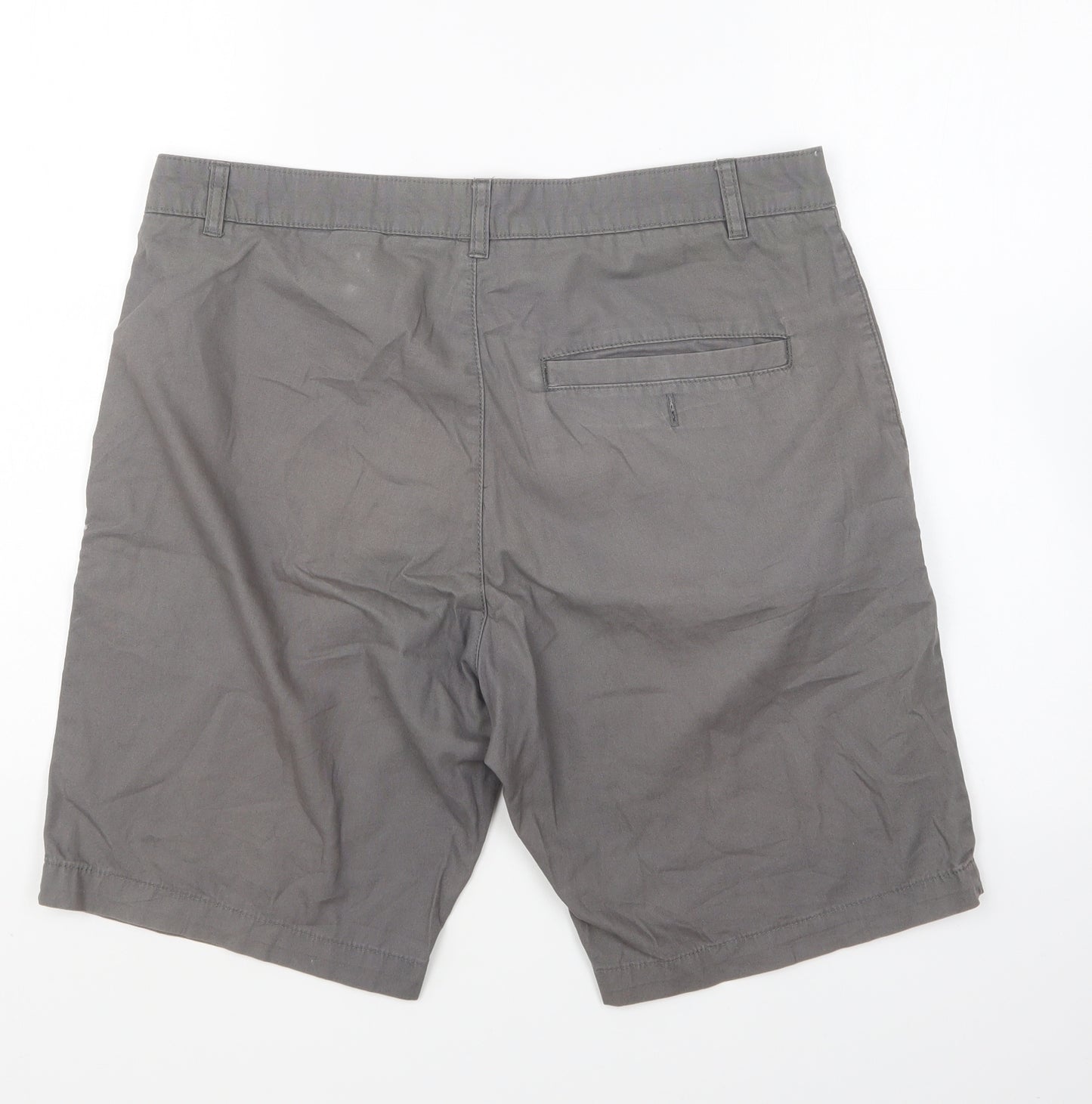 H&M Mens Grey Cotton Chino Shorts Size 32 in L9 in Regular Button