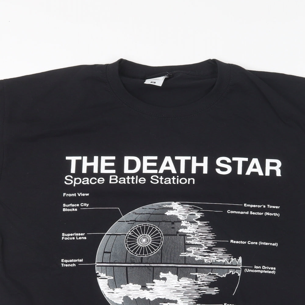 Fruit of the Loom Mens Black Cotton T-Shirt Size M Round Neck - Star Wars