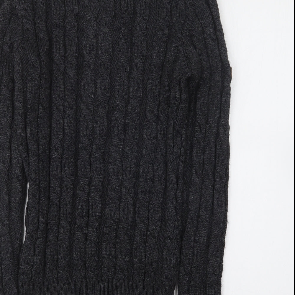 Superdry Mens Grey Collared Acrylic Pullover Jumper Size S