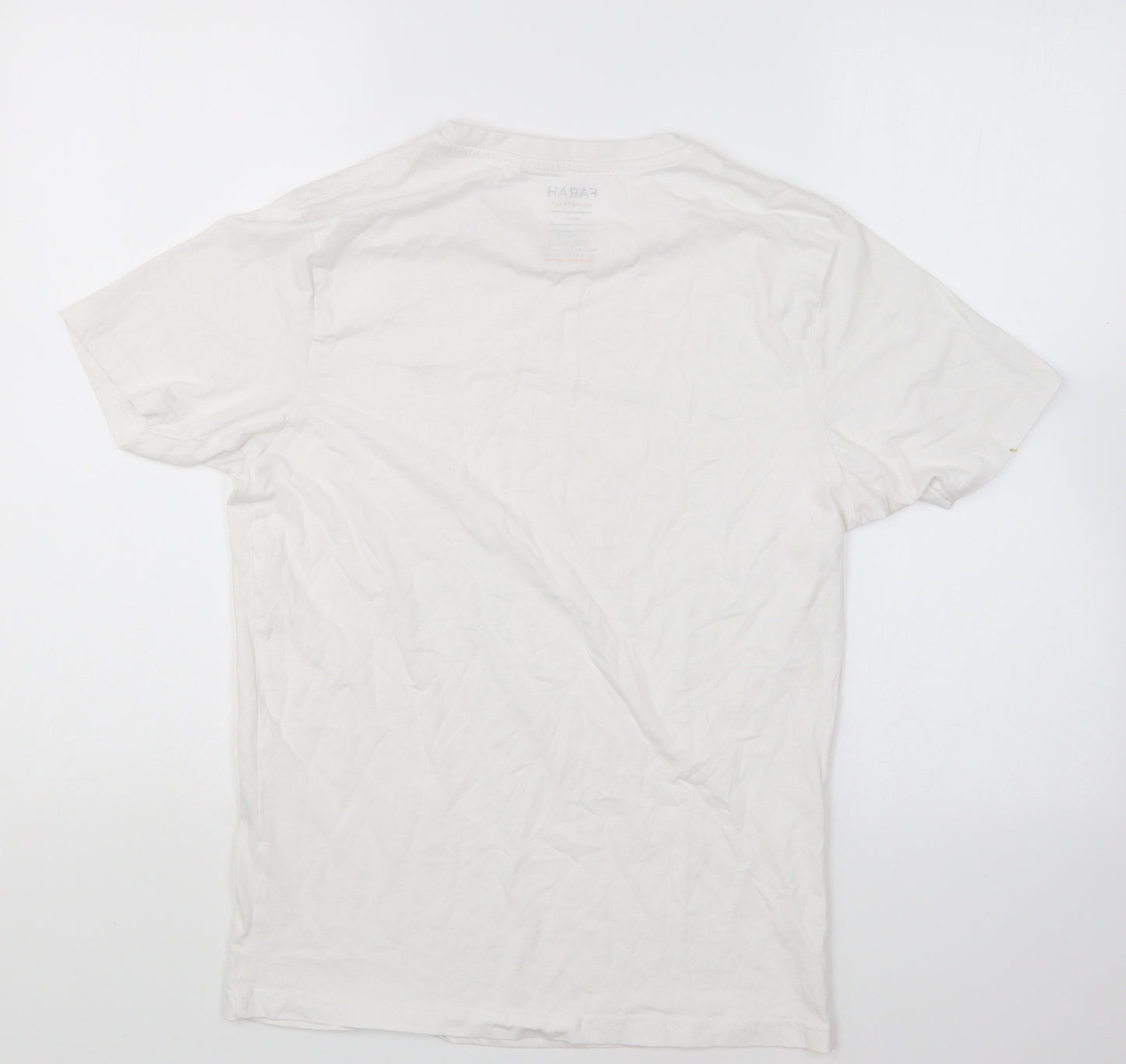 Farah Mens White Cotton T-Shirt Size S Round Neck
