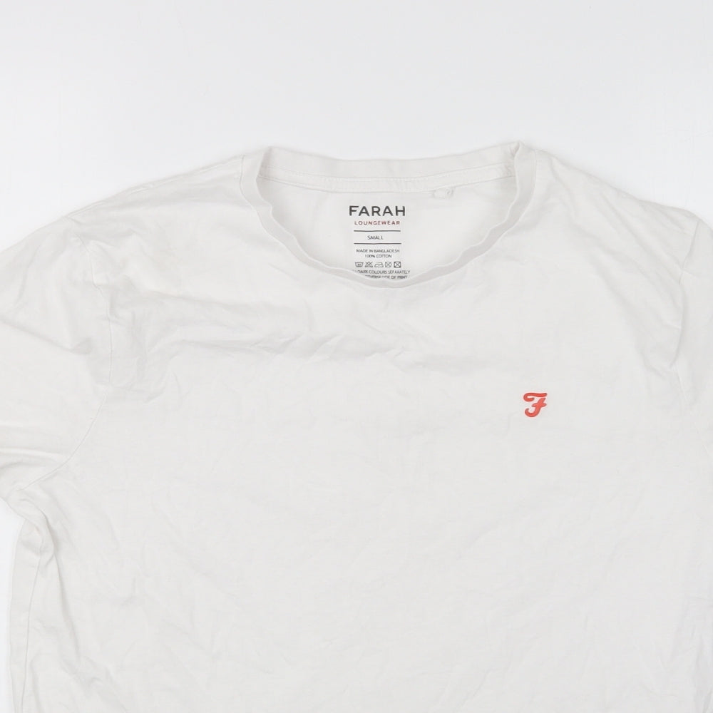 Farah Mens White Cotton T-Shirt Size S Round Neck