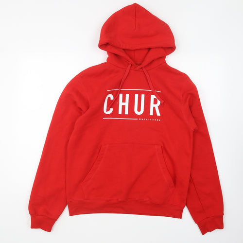 Chur Outfitters Mens Red Polyester Pullover Hoodie Size S