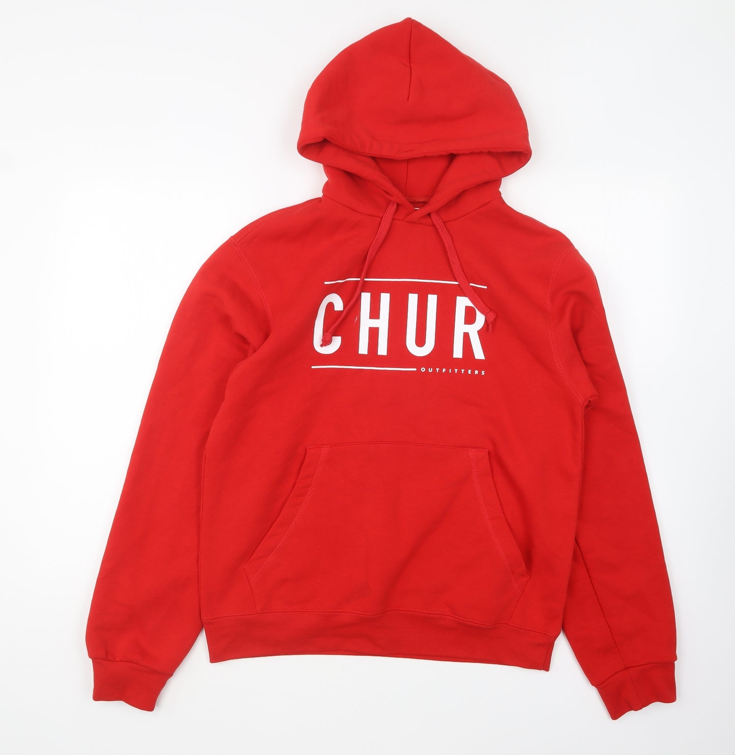 Chur Outfitters Mens Red Polyester Pullover Hoodie Size S
