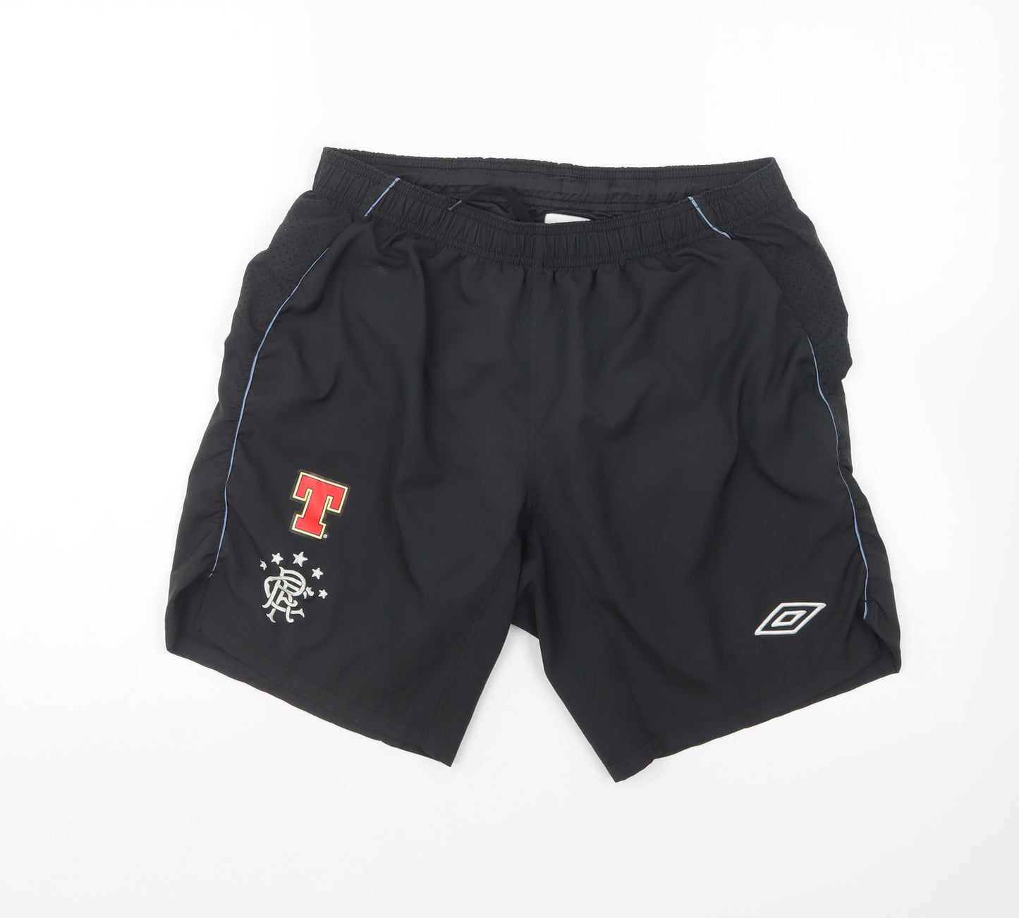 Umbro Mens Black Polyester Sweat Shorts Size M L8 in Regular Drawstring - Celtic Rangers