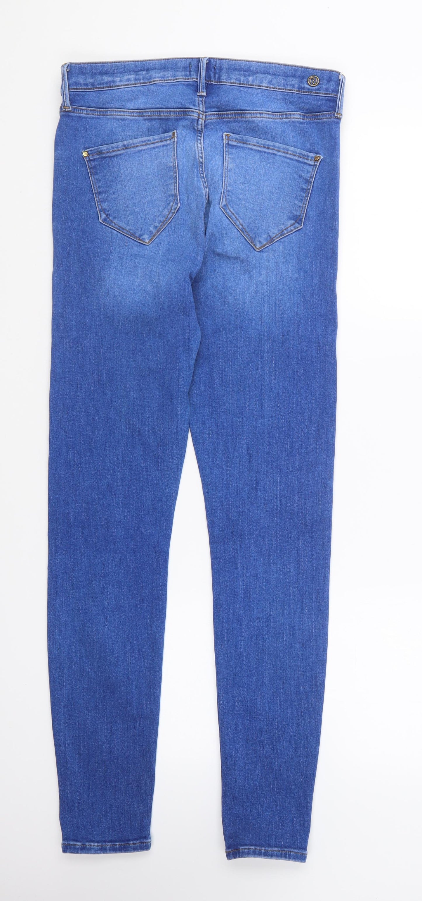 River Island Womens Blue Cotton Skinny Jeans Size 12 L27 in Regular Button