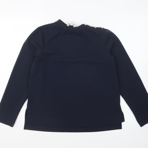 Monsoon Womens Blue Polyester Basic Blouse Size S Round Neck