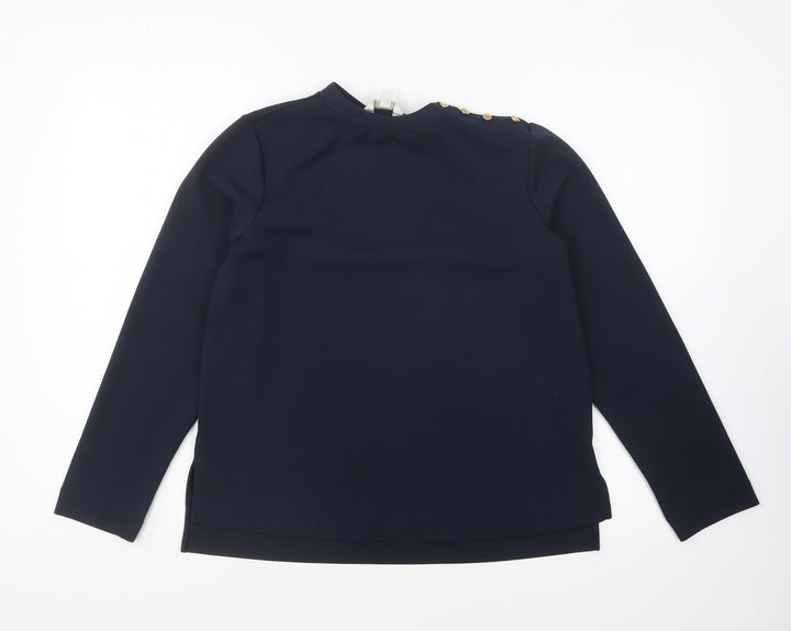 Monsoon Womens Blue Polyester Basic Blouse Size S Round Neck
