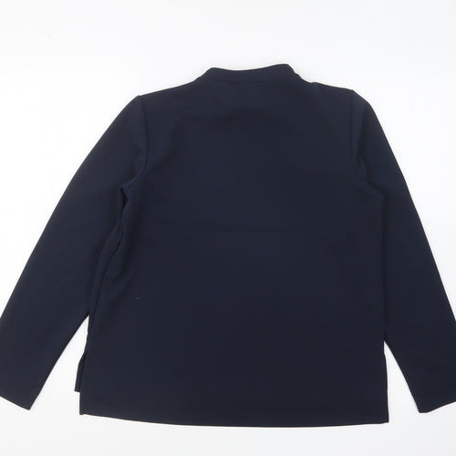 Monsoon Womens Blue Polyester Basic Blouse Size S Round Neck