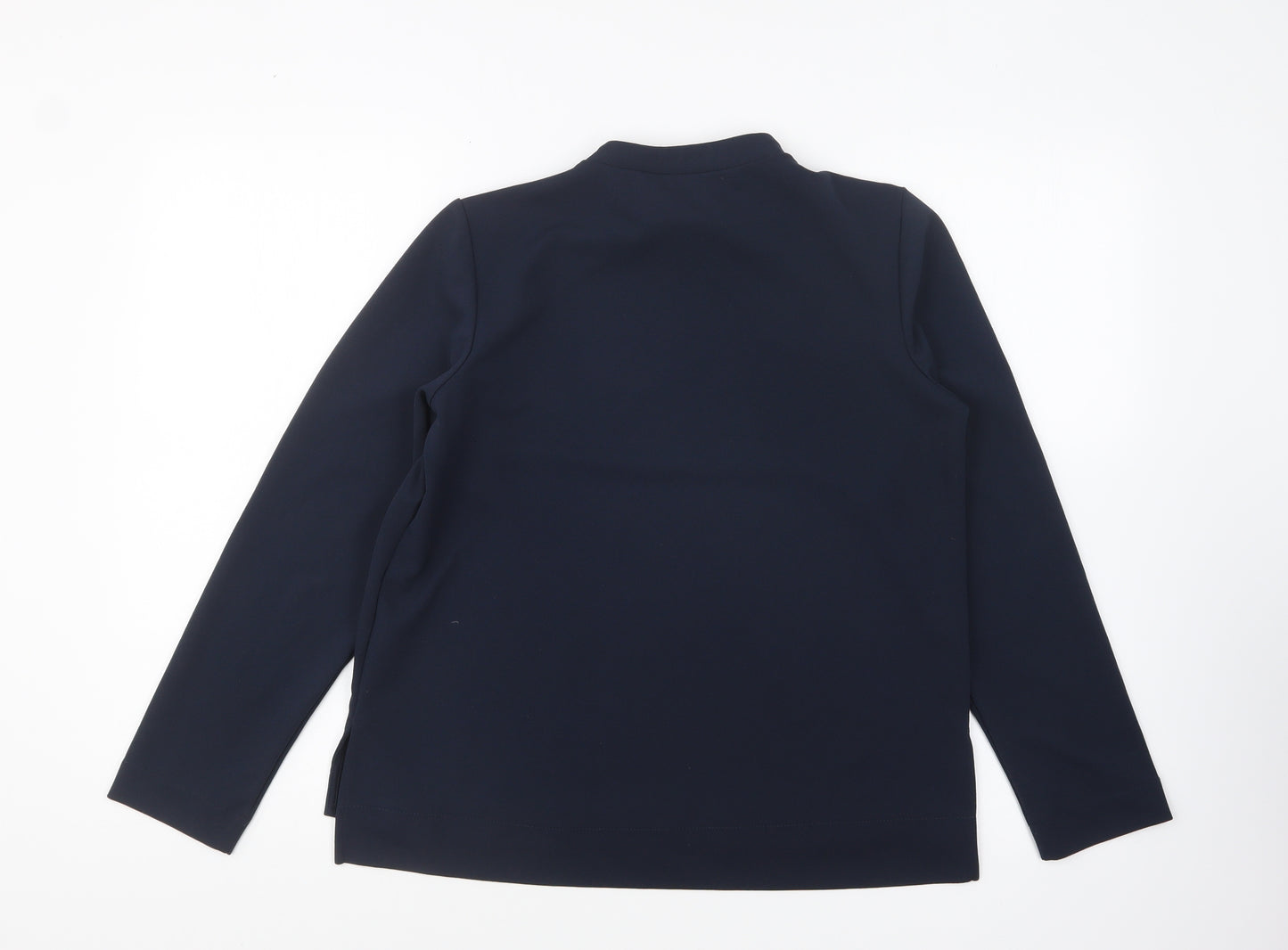 Monsoon Womens Blue Polyester Basic Blouse Size S Round Neck