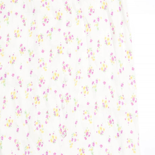Primark Womens Ivory Floral Polyester A-Line Skirt Size 14 Zip