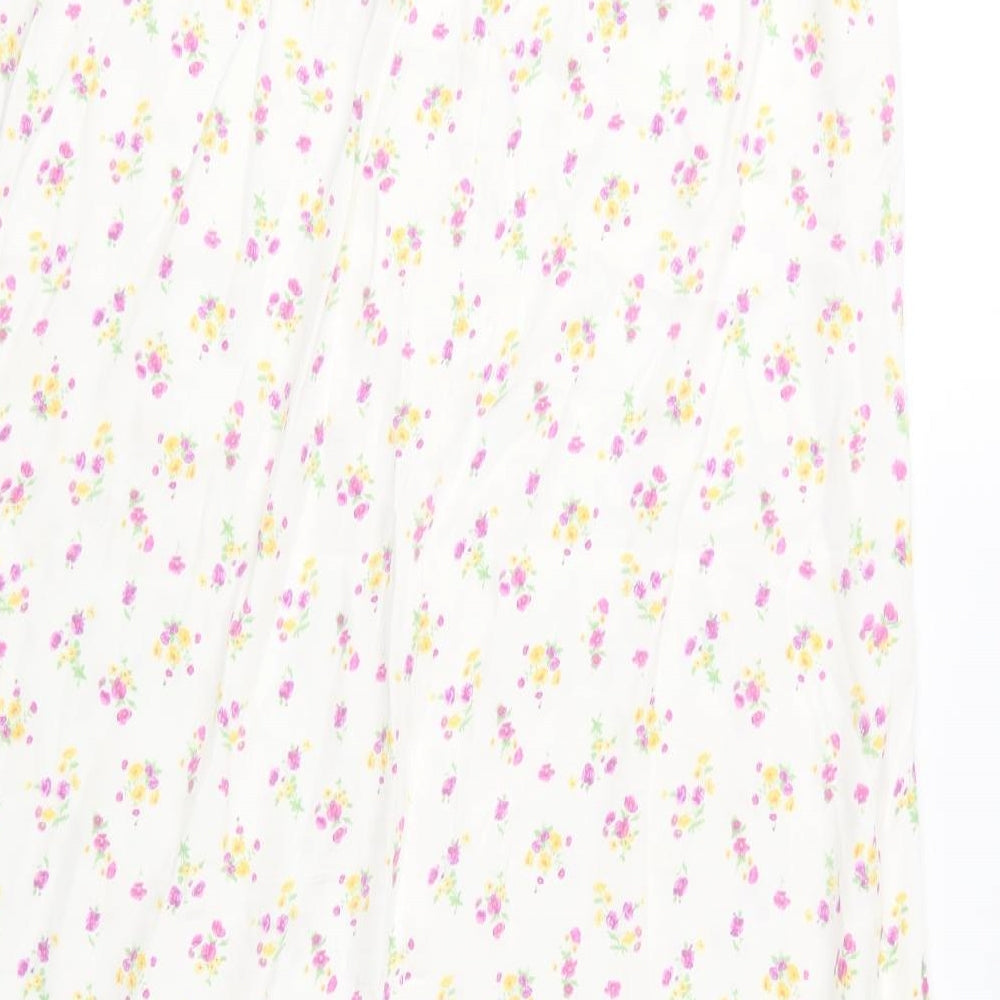 Primark Womens Ivory Floral Polyester A-Line Skirt Size 14 Zip