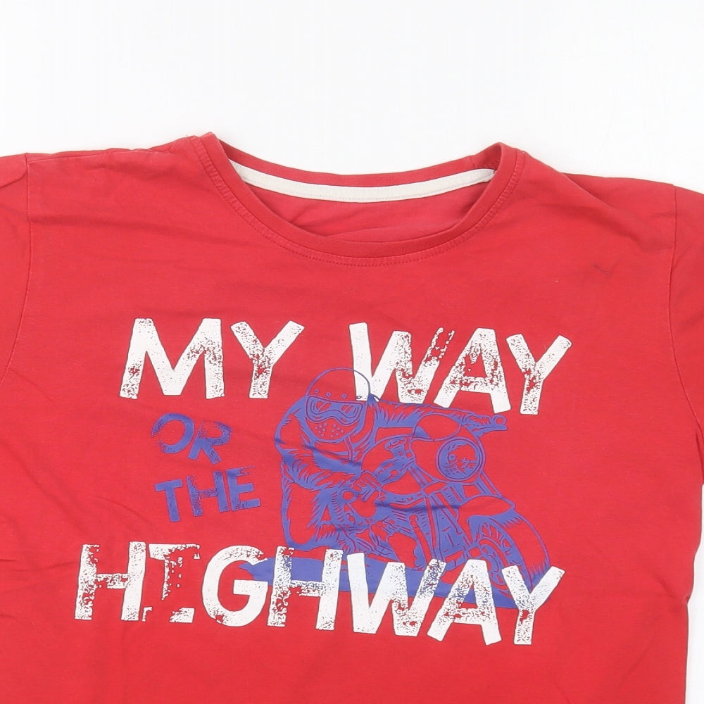 Dunnes Stores Mens Red Cotton T-Shirt Size S Round Neck - My Way Or The Highway
