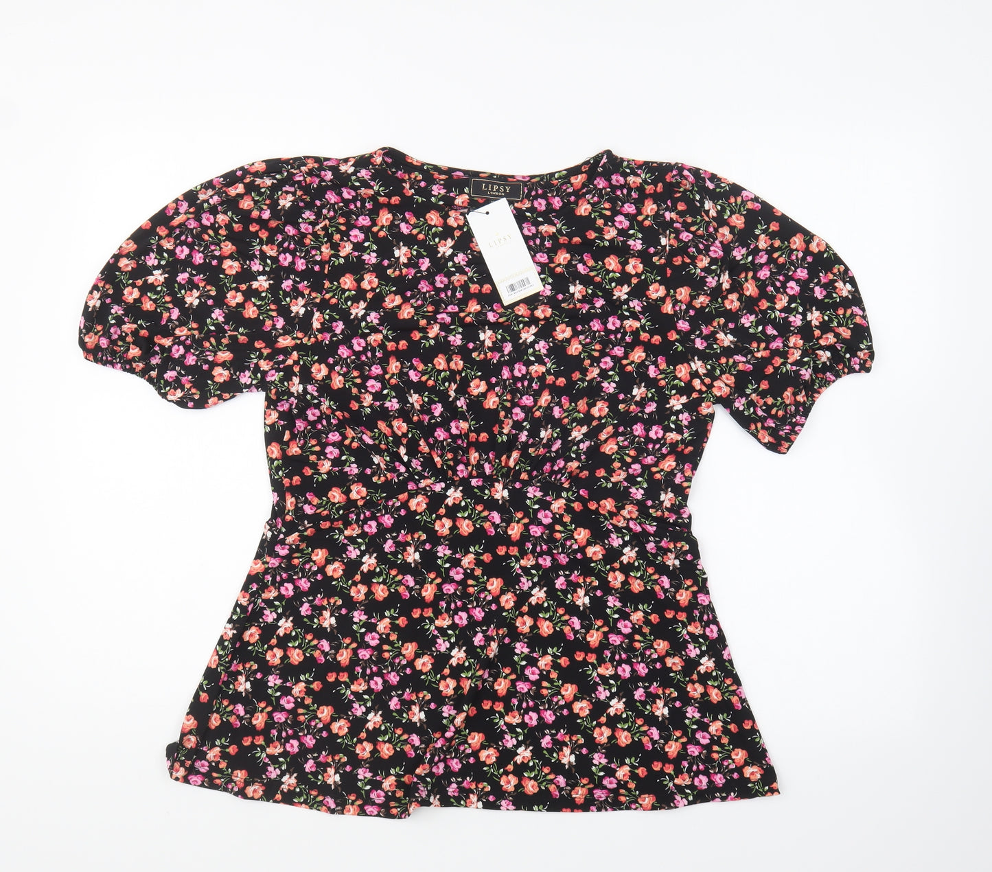 Lipsy Womens Multicoloured Floral Polyester Basic Blouse Size 14 Round Neck