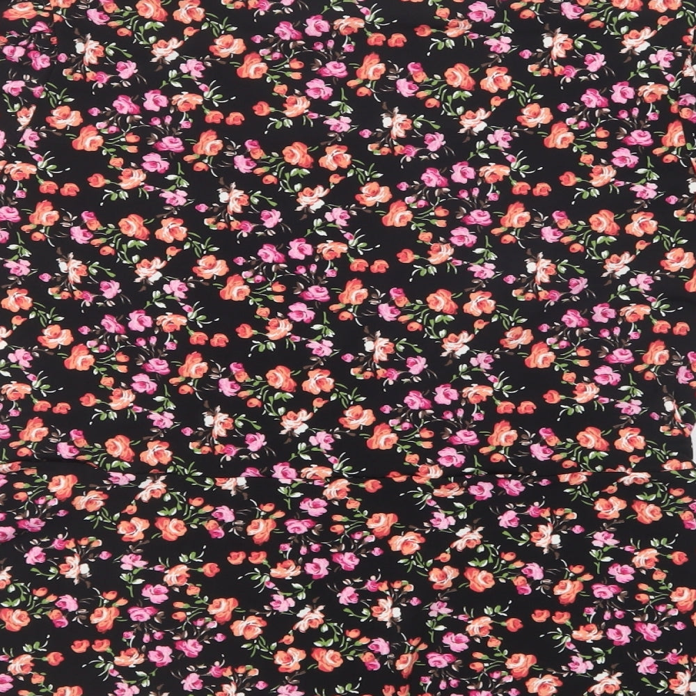 Lipsy Womens Multicoloured Floral Polyester Basic Blouse Size 14 Round Neck