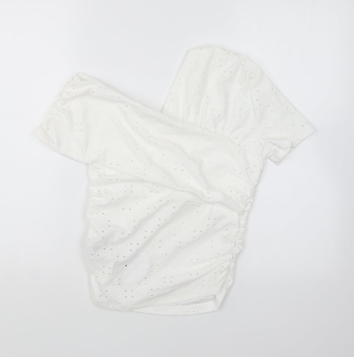 SheIn Womens Ivory Polyester Basic Blouse Size M One Shoulder - With Tags.