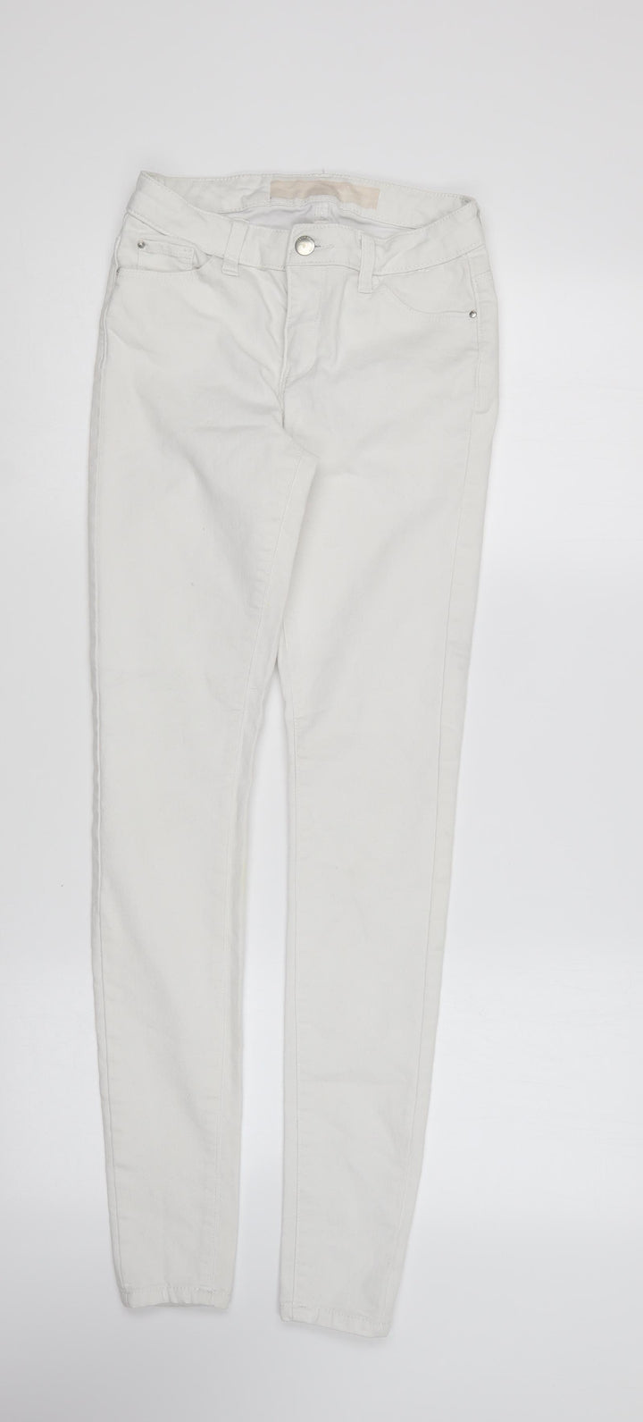 Denim & Co. Womens White Cotton Skinny Jeans Size 8 L28 in Regular Button
