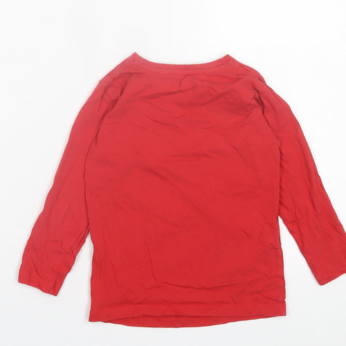 Dunnes Stores Boys Red Cotton Basic Casual Size 4 Years Crew Neck Pullover - Christmas