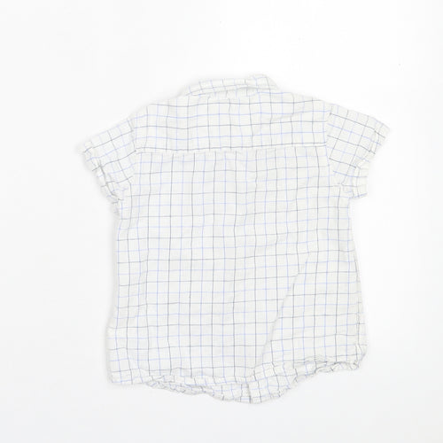 Fagottino Boys White Plaid Cotton Basic Button-Up Size 24 Months Collared Button