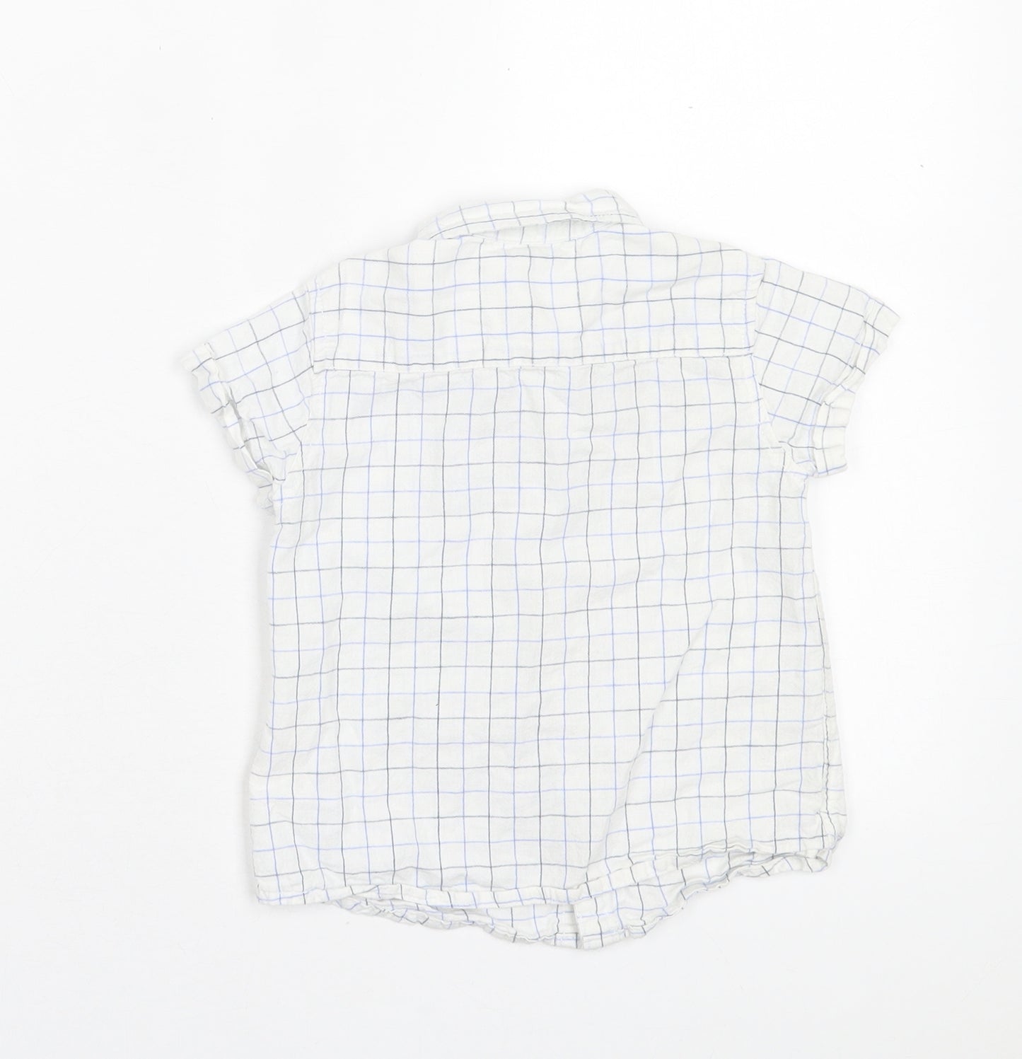 Fagottino Boys White Plaid Cotton Basic Button-Up Size 24 Months Collared Button