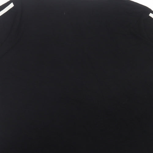 Boohoo Womens Black Striped Viscose Basic T-Shirt Size 12 Crew Neck