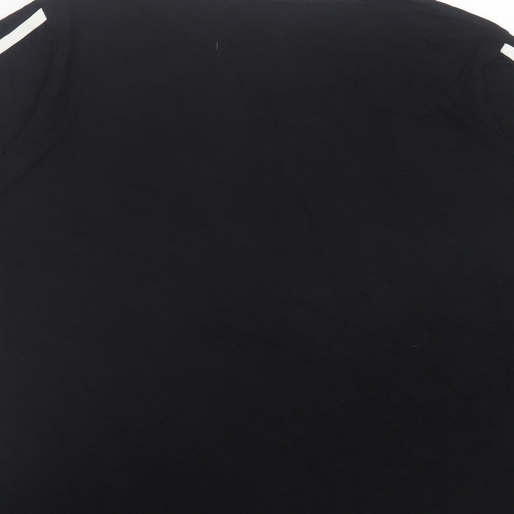 Boohoo Womens Black Striped Viscose Basic T-Shirt Size 12 Crew Neck