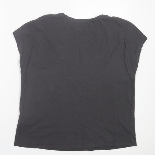 RESERVED Womens Grey Cotton Basic T-Shirt Size L Crew Neck