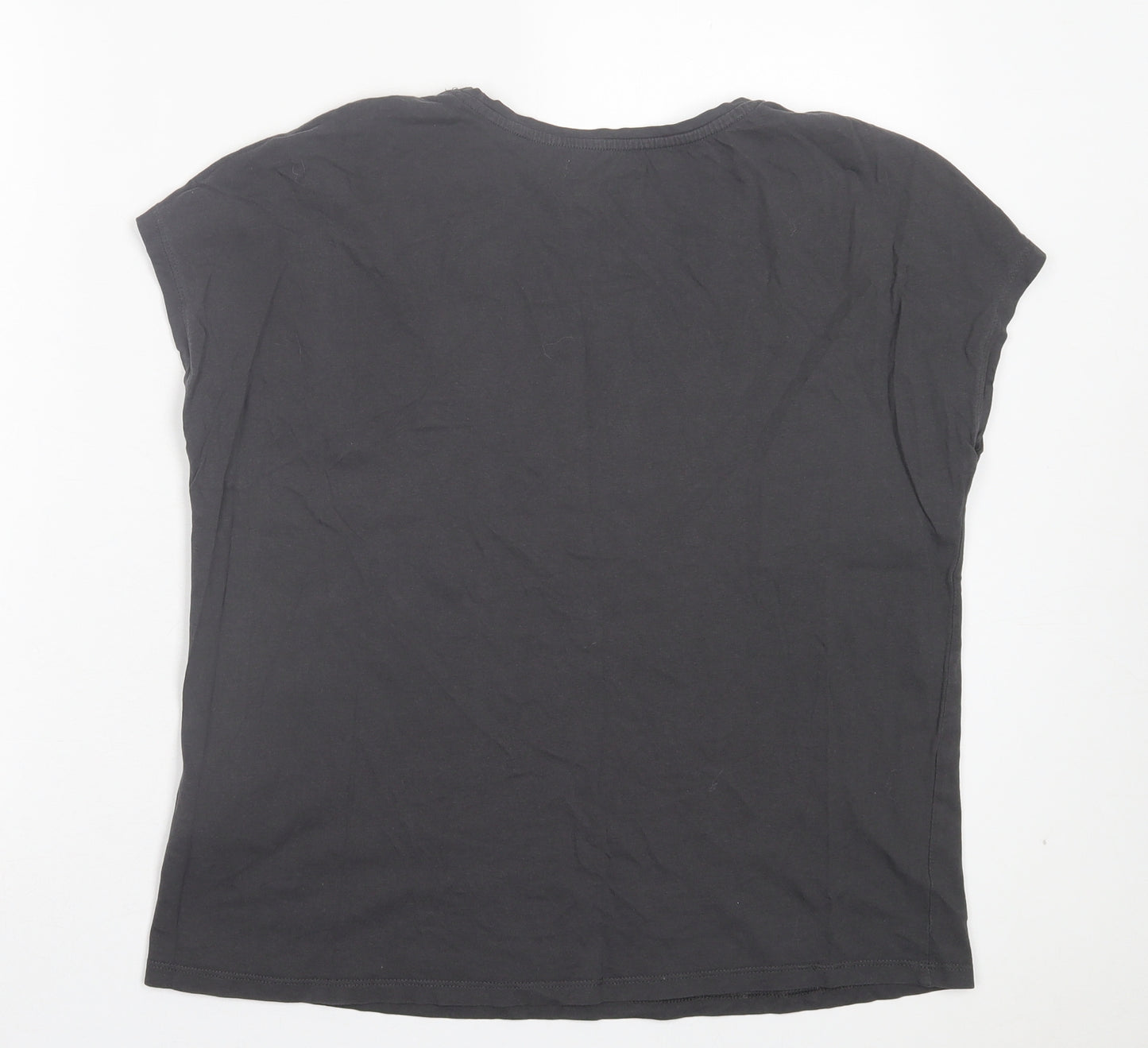 RESERVED Womens Grey Cotton Basic T-Shirt Size L Crew Neck