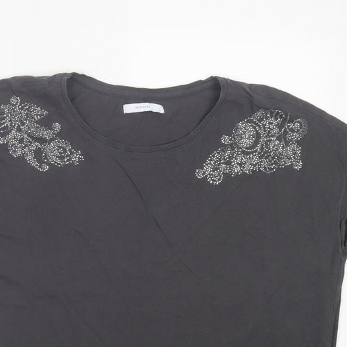 RESERVED Womens Grey Cotton Basic T-Shirt Size L Crew Neck