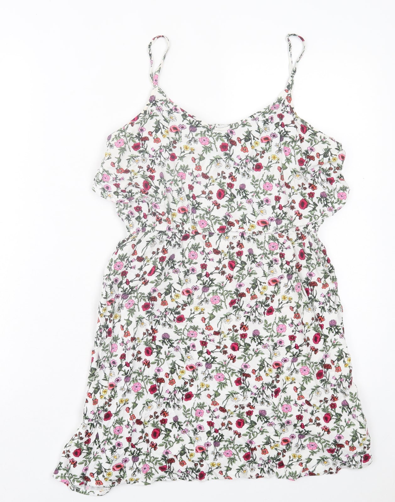 H&M Womens Pink Floral Viscose A-Line Size 12 V-Neck Pullover