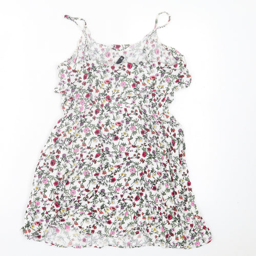 H&M Womens Pink Floral Viscose A-Line Size 12 V-Neck Pullover
