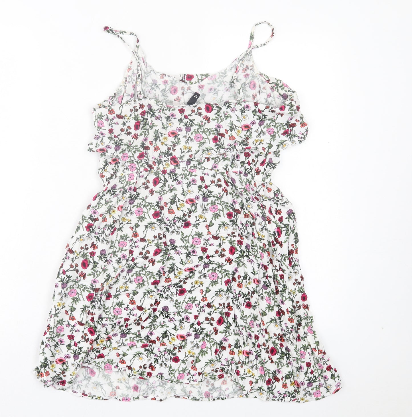 H&M Womens Pink Floral Viscose A-Line Size 12 V-Neck Pullover