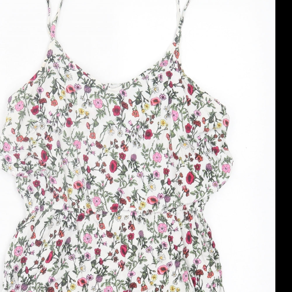 H&M Womens Pink Floral Viscose A-Line Size 12 V-Neck Pullover