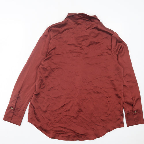 Peacocks Womens Red Polyester Basic Blouse Size 12 Collared