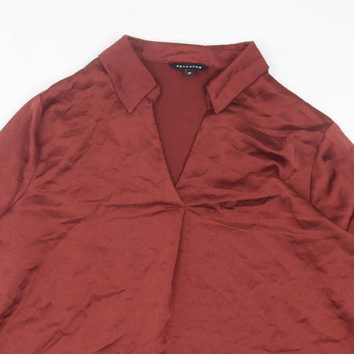 Peacocks Womens Red Polyester Basic Blouse Size 12 Collared
